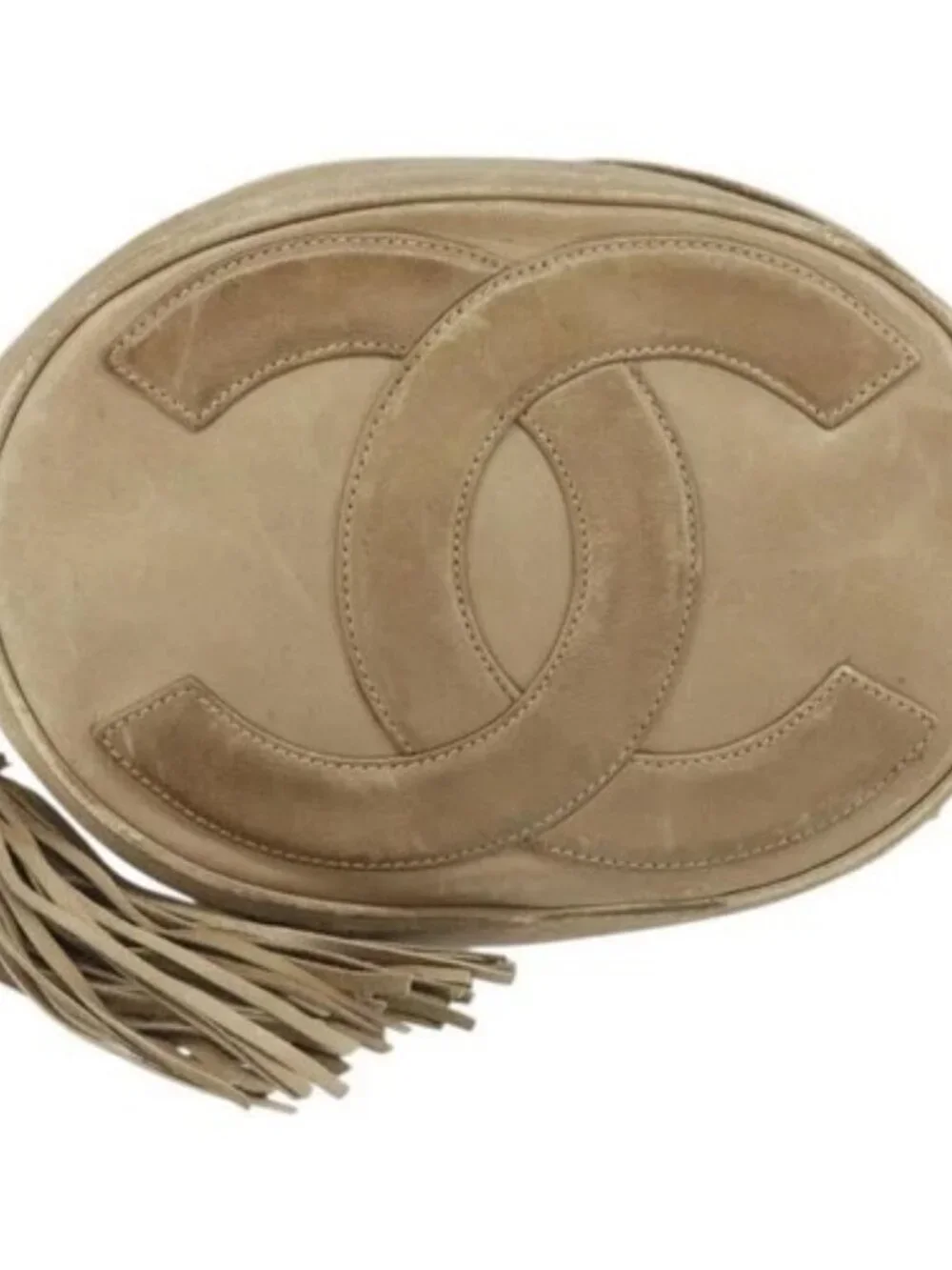 CHANEL Chain Shoulder Bag Lamb Skin Beige Gold CC Auth bs32361